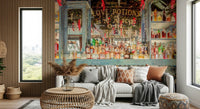 Colorful glass bottles Elegant Bar Interior Wall Mural visual