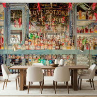 Rustic wooden bar Elegant Bar Interior Wall Mural centerpiece