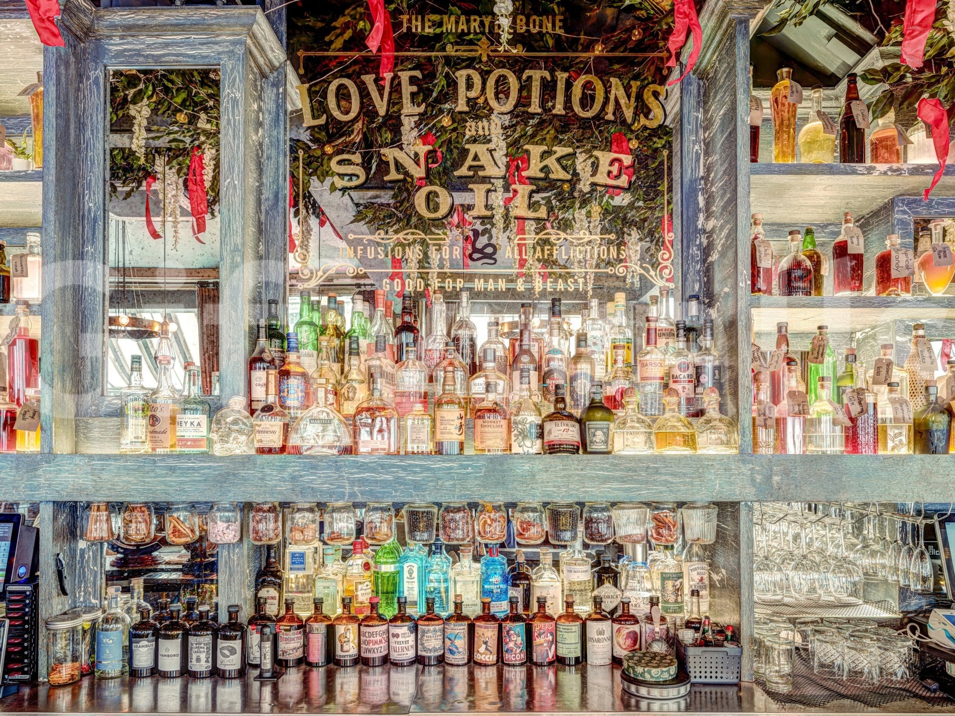 Eclectic tavern scene Elegant Bar Interior Wall Mural focus