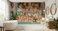 Maximalist bar stock Elegant Bar Interior Wall Mural design