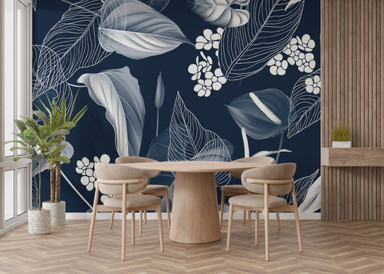 Dark blue Anthurium leaves wallpaper A990
