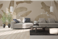 Earthy-toned banana leaves wallpaper
