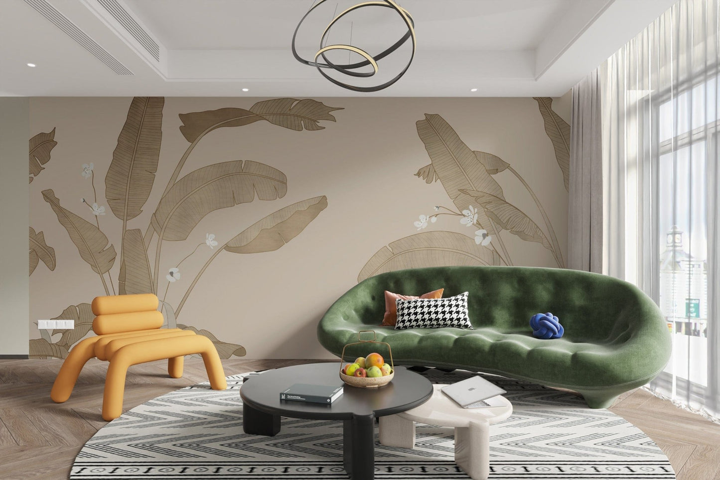 Subtle botanical wallpaper with leaves
