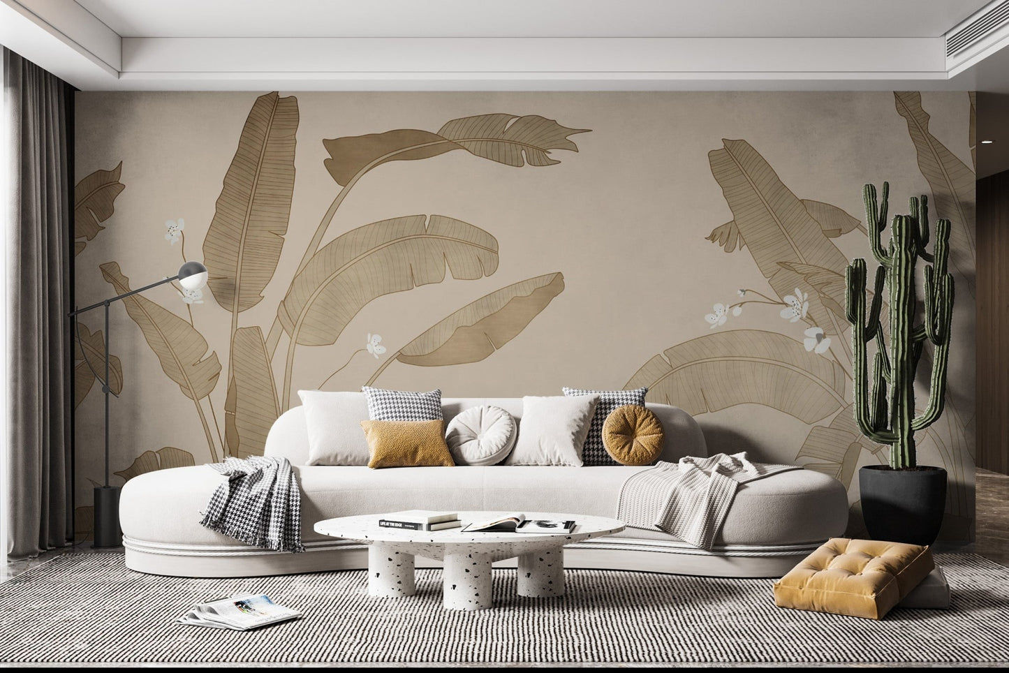 Soft tropical leaves wallpaper design