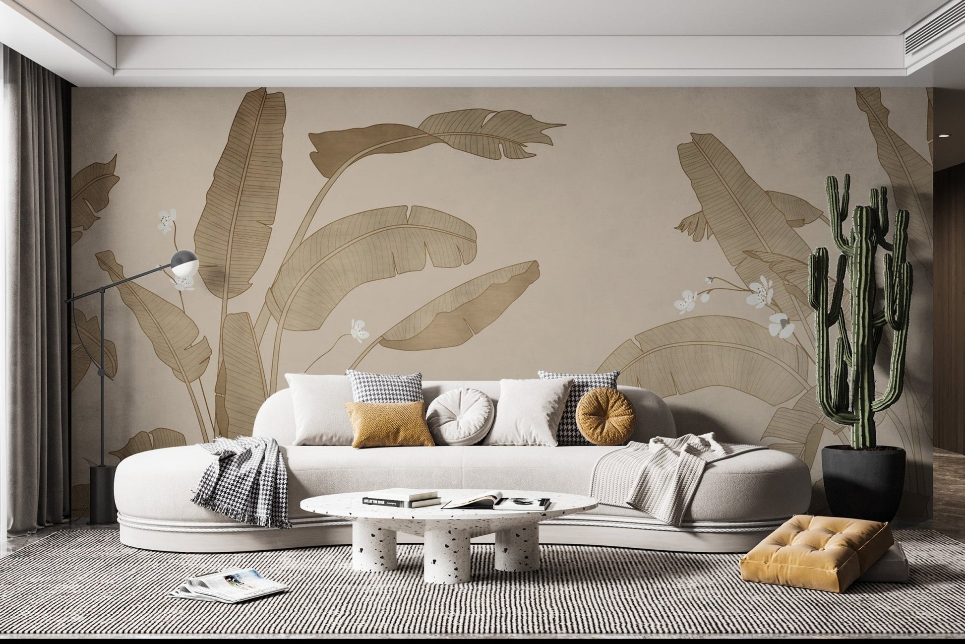 Soft tropical leaves wallpaper design