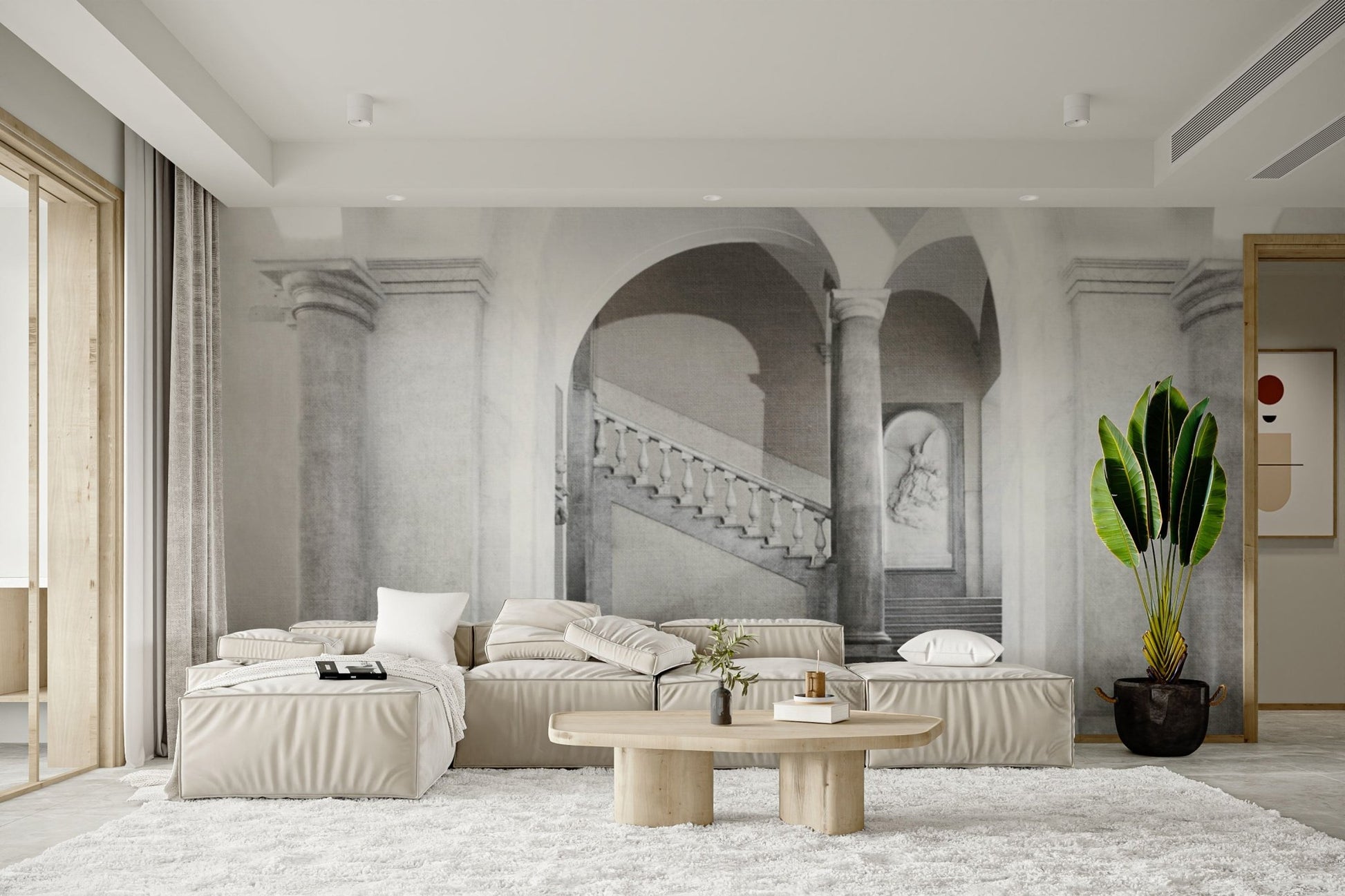 Classical architecture mural with columns B740
