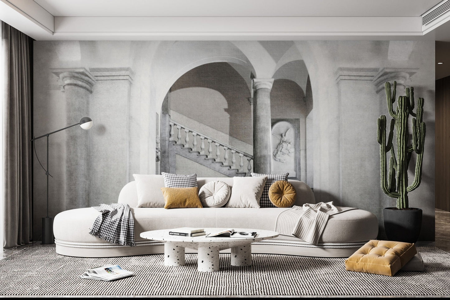 Old-world charm architectural wallpaper B740

