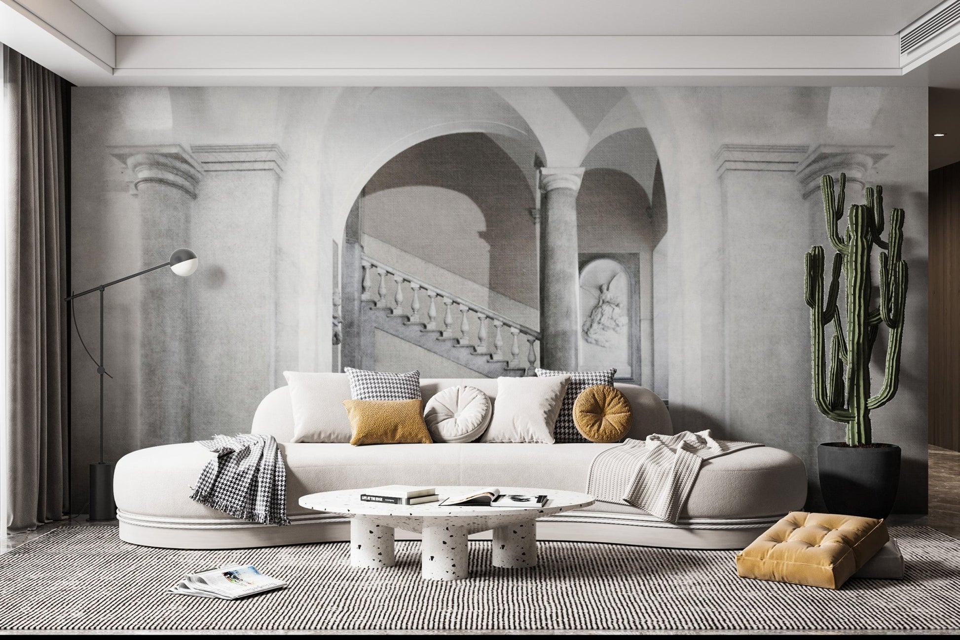 Old-world charm architectural wallpaper B740
