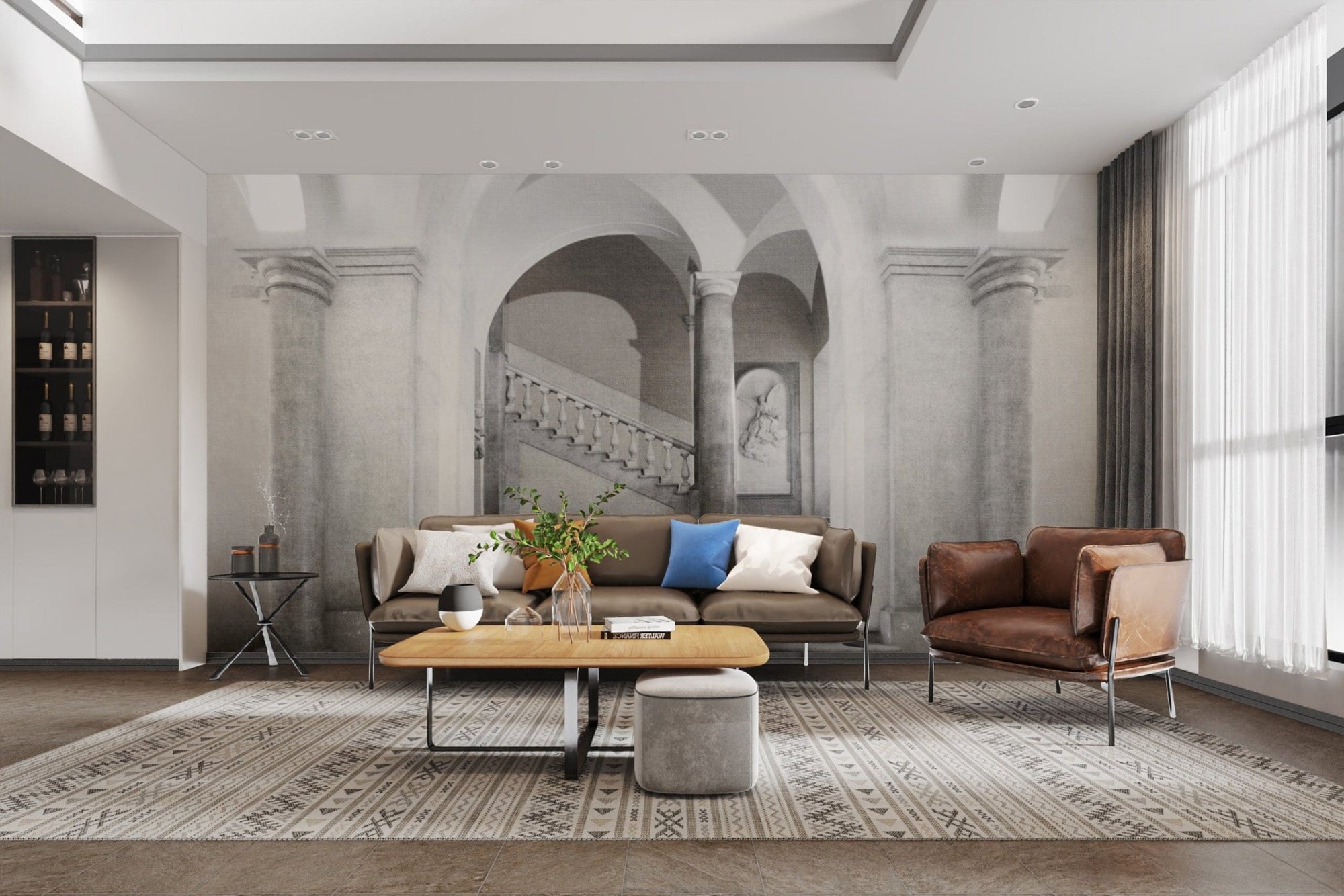 Vintage wallpaper with grand archways B740

