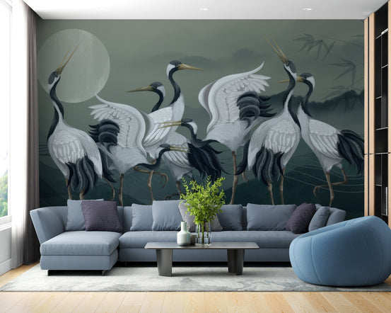 Elegant Crane Birds Wallpaper A347
