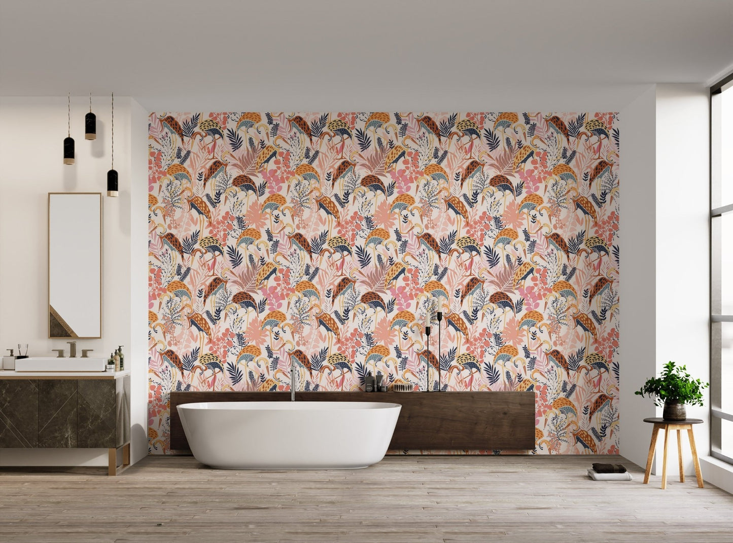 Stylish Crane Dance Wallpaper for Interiors, AN40