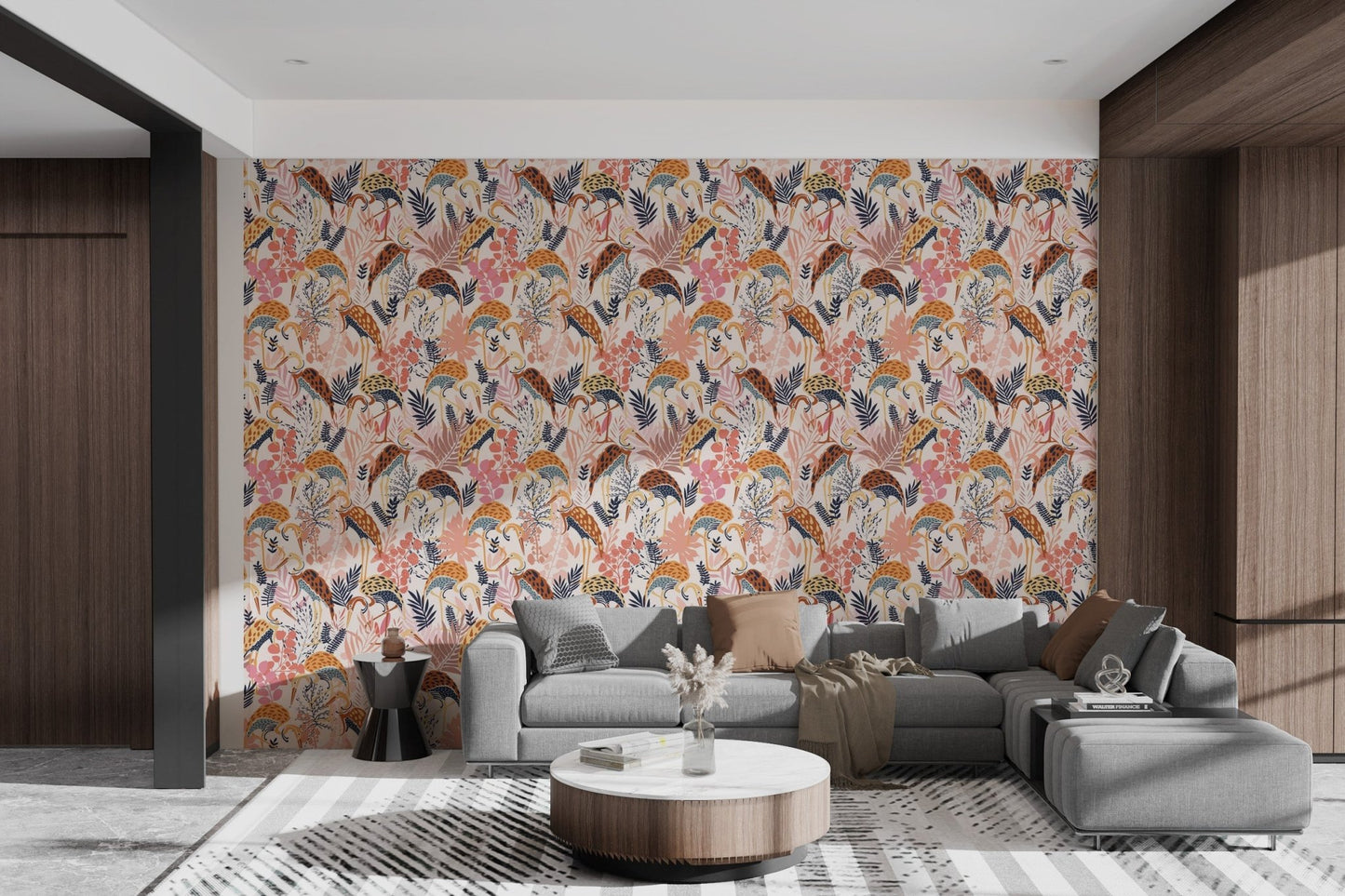 Graceful Crane Dance Pattern Wallpaper, AN40