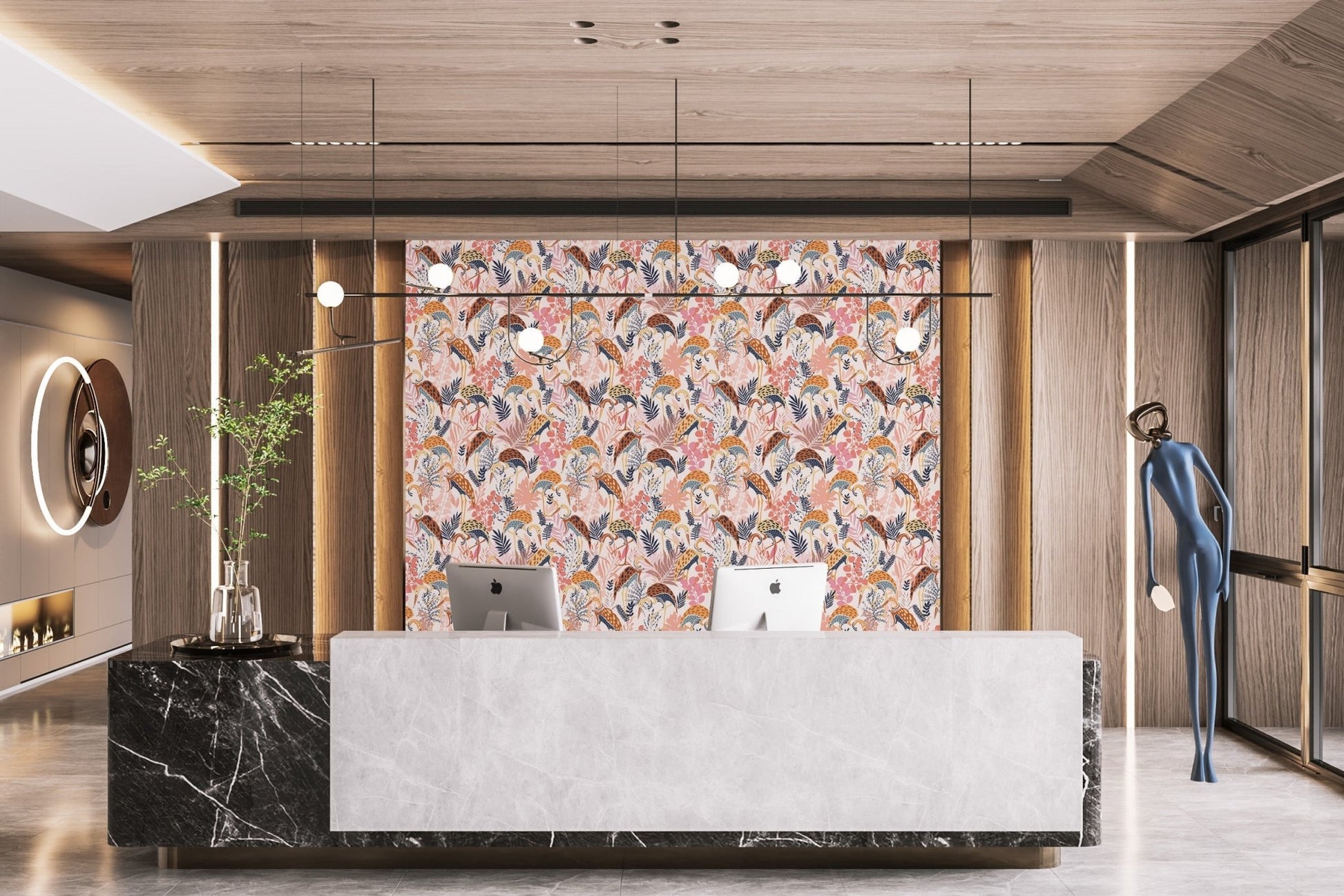 Chic Crane Dance Wallpaper Design for Walls, AN40
