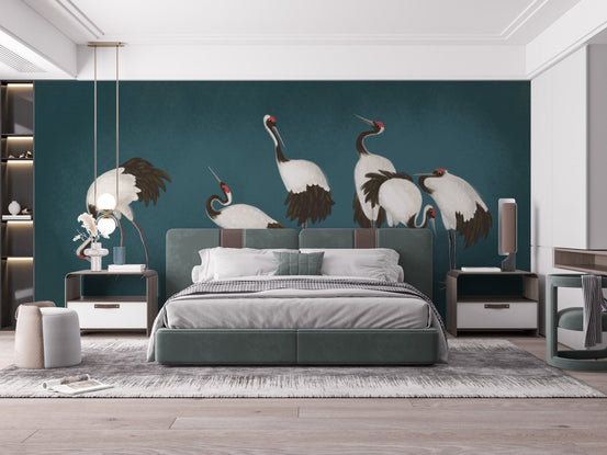 Elegant crane wallpaper for bedrooms, B470
