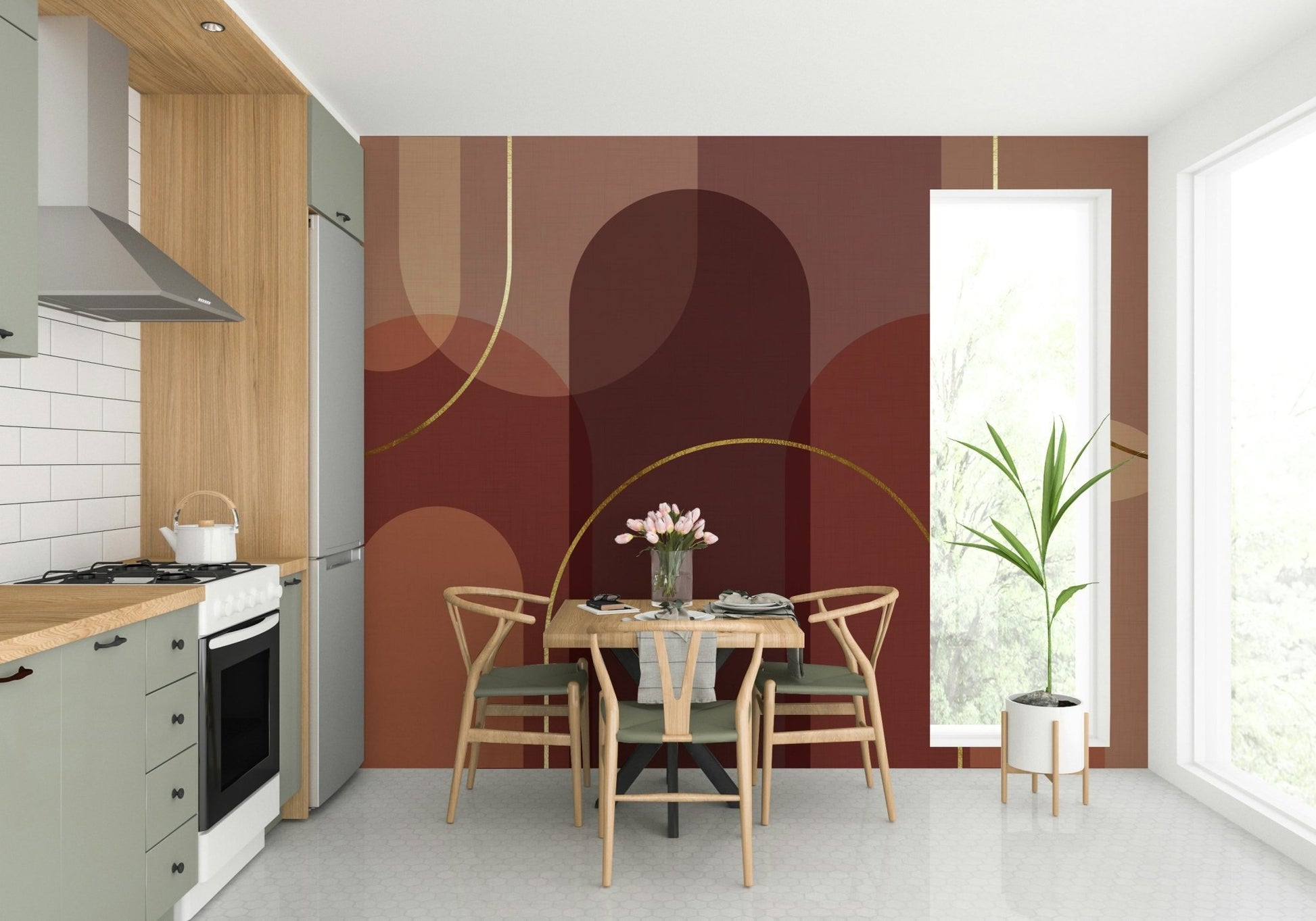 Detailed view of the soft, flowing shapes


