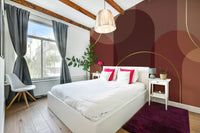An interior with a peaceful and grounded accent wall

