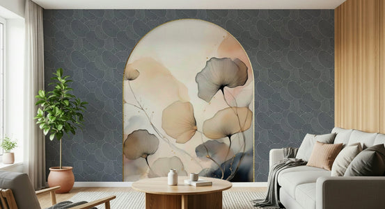 Elegant Floral Archway Wall Mural in a sophisticated dining room., GD6364