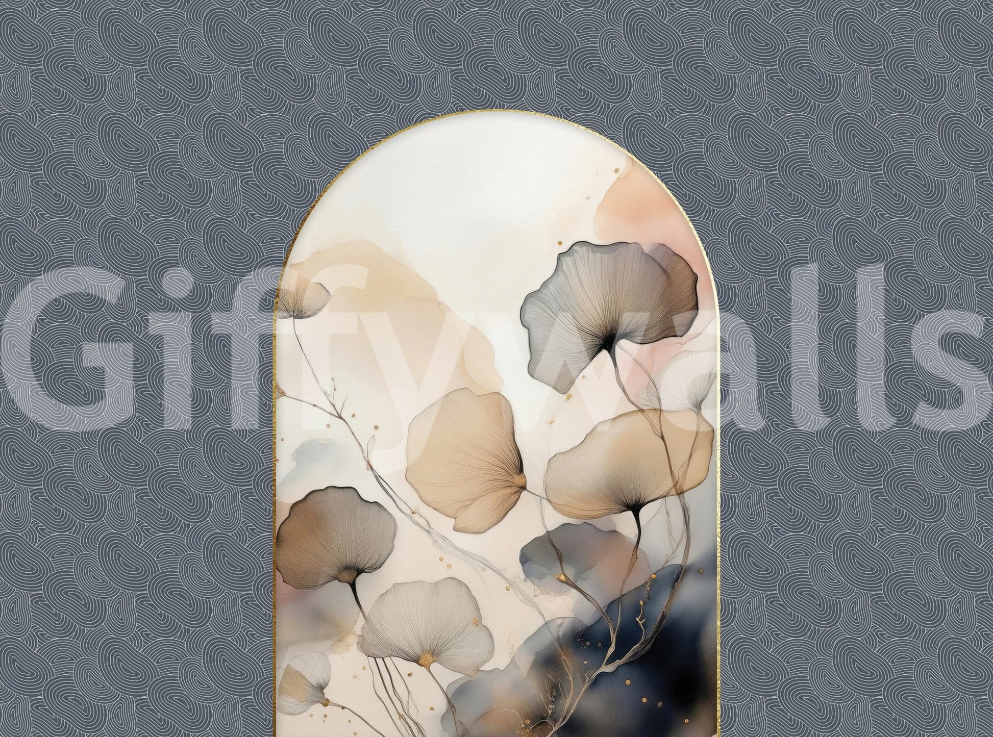 Luxurious color scheme of the Elegant Floral Archway Wall Mural.