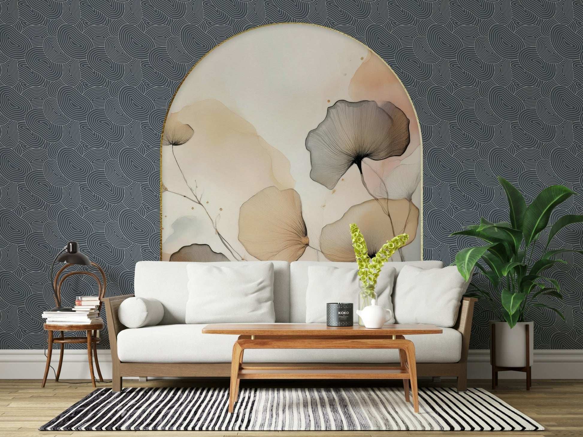 Horizontal design of the gorgeous Floral Archway Wall Mural.