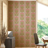 The image shows a peaceful, traditional floral pattern arranged in columns.

