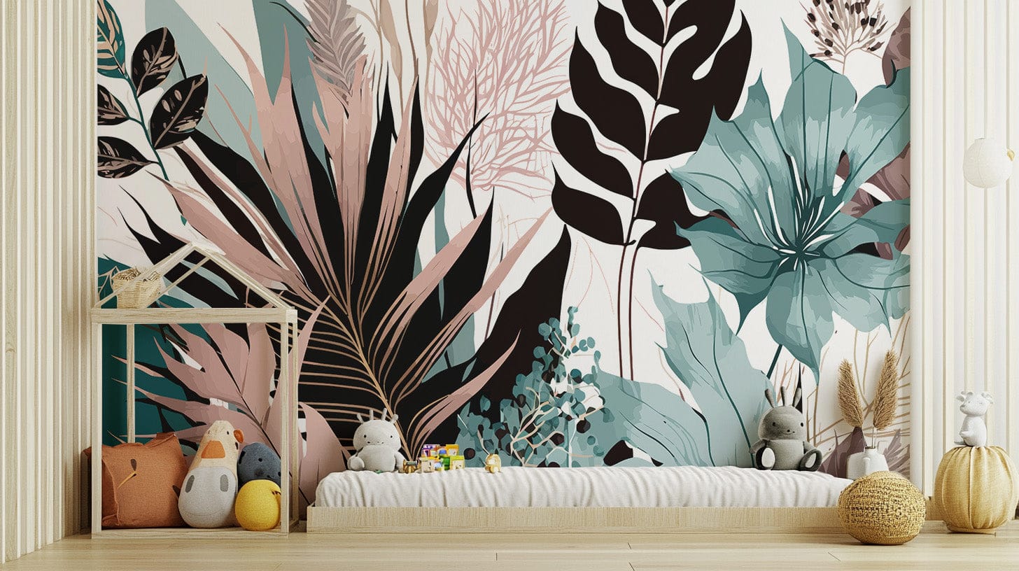 Sophisticated exotic floral wallpaper mural, C184