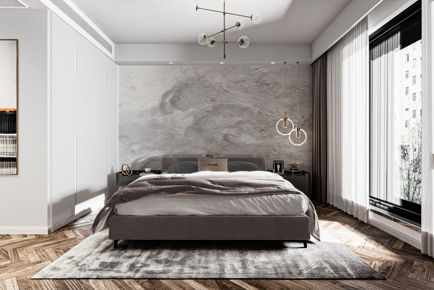 Subtle gray swirl wall covering
