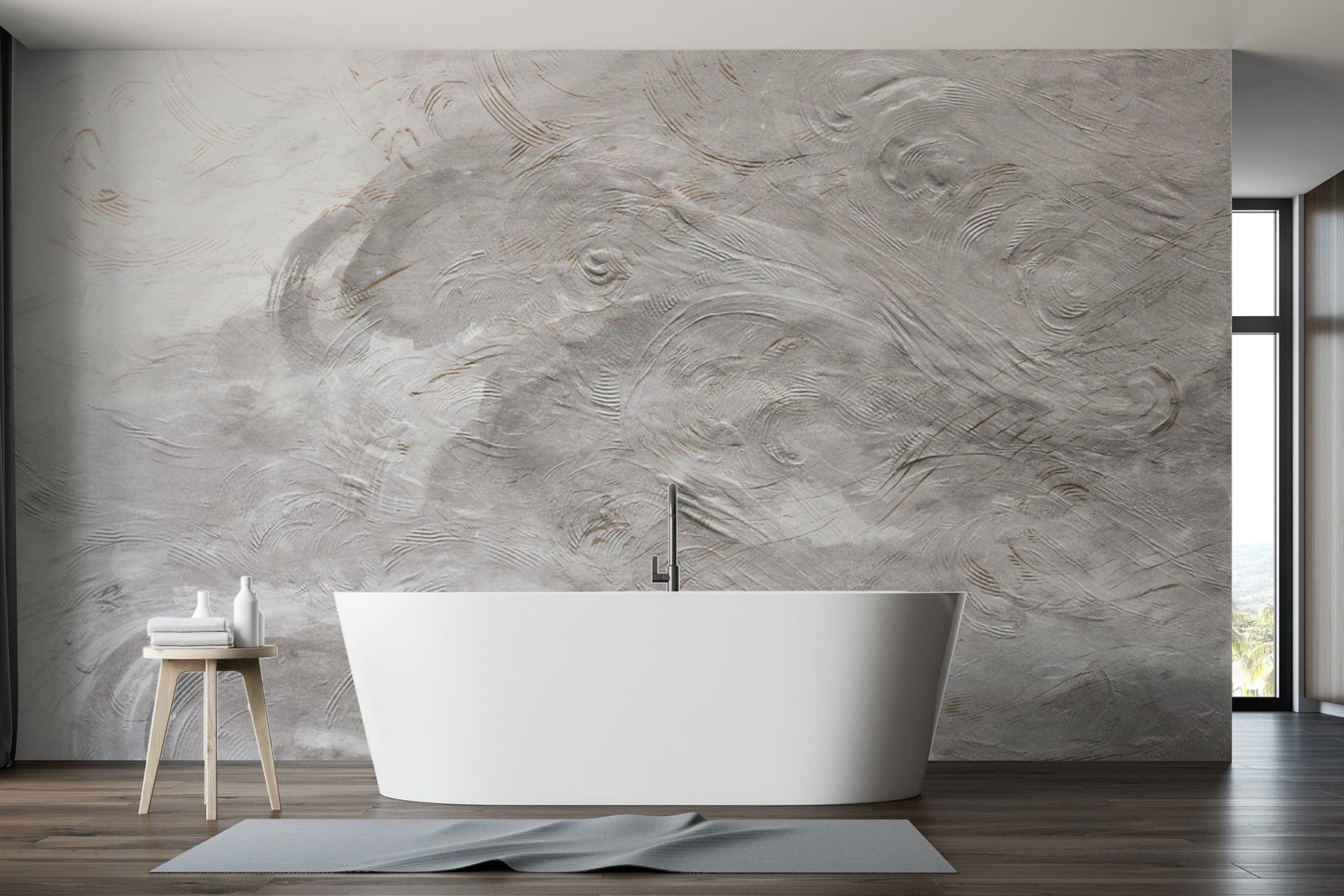 Neutral gray textured swirl wallpaper
