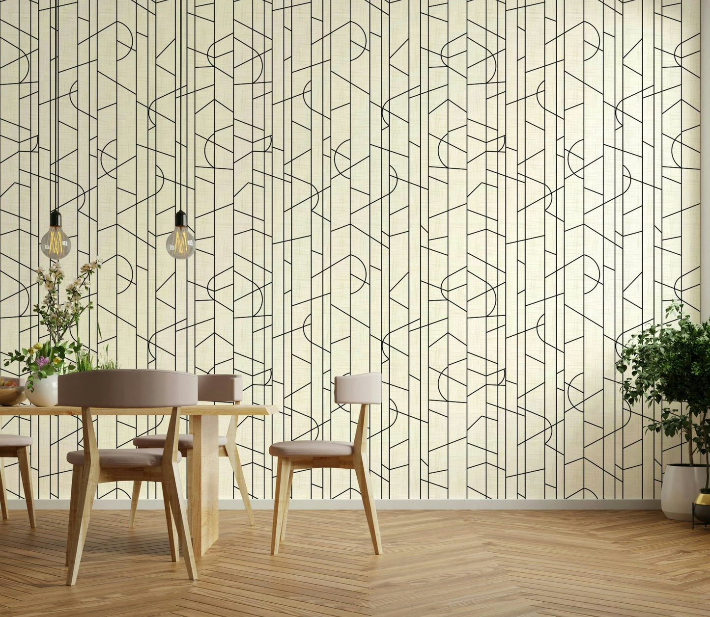 Interior space with black and white wall covering, GD1710
