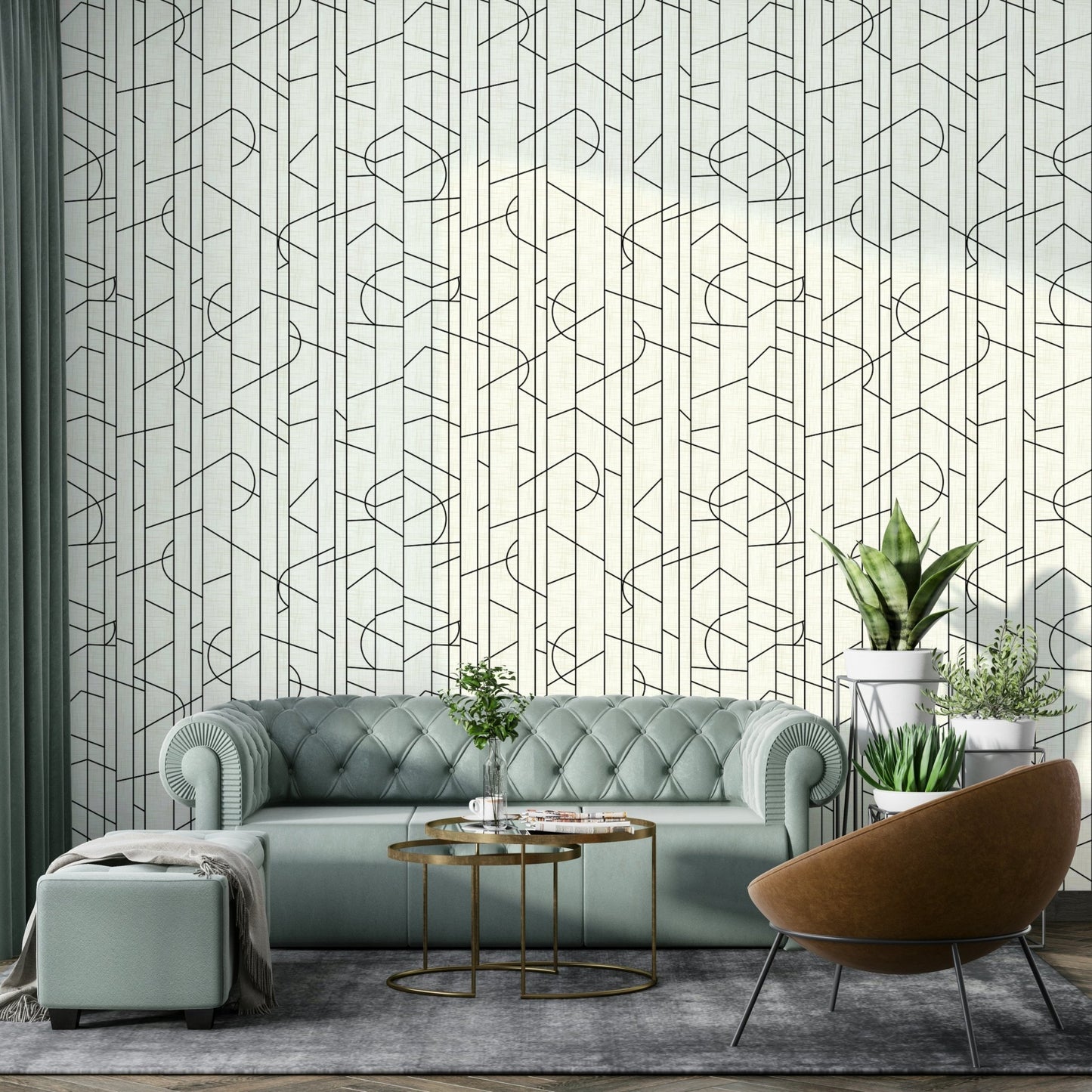 Abstract lines on black and white wallpaper design, GD1710