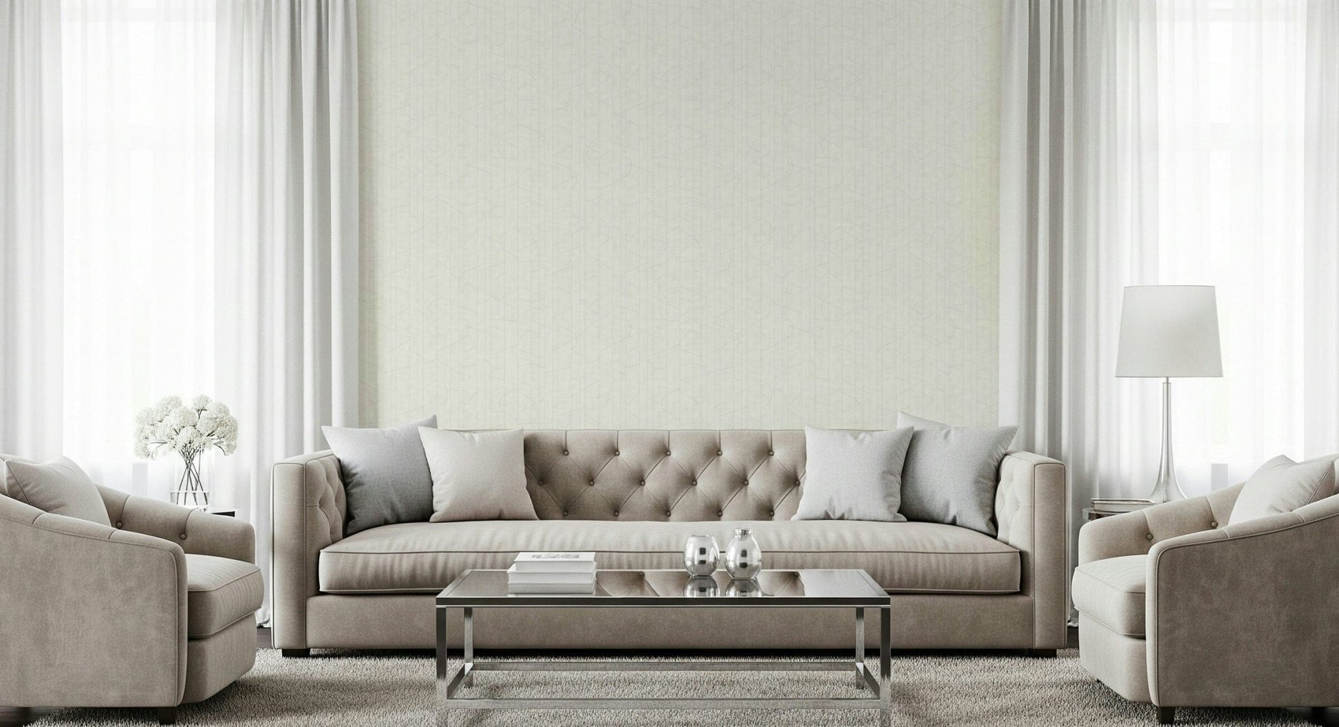 Minimal line pattern wallpaper in warm beige tones