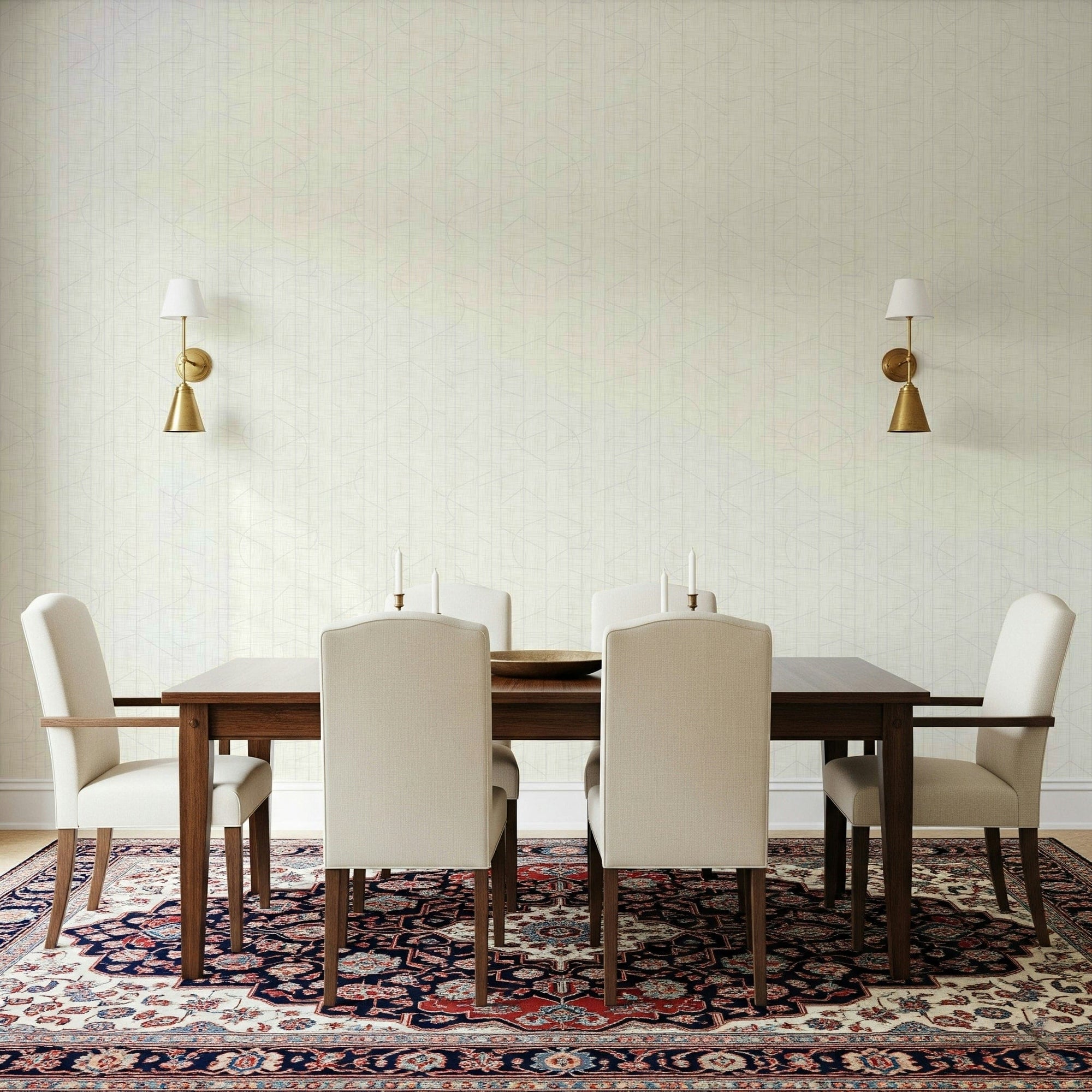 Calm beige wallpaper with thin flowing lines, GD7564