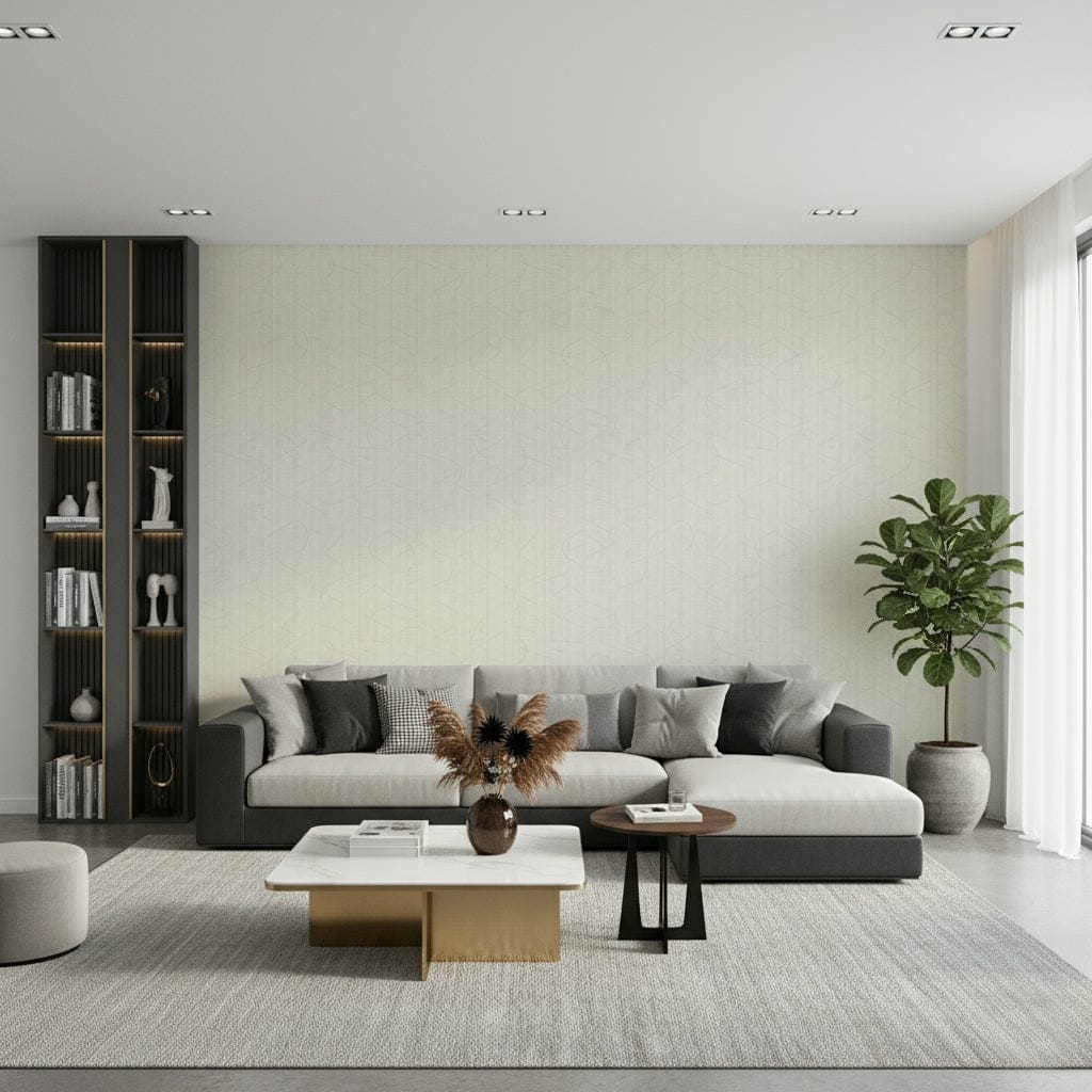 Contemporary beige wallpaper with gentle curves