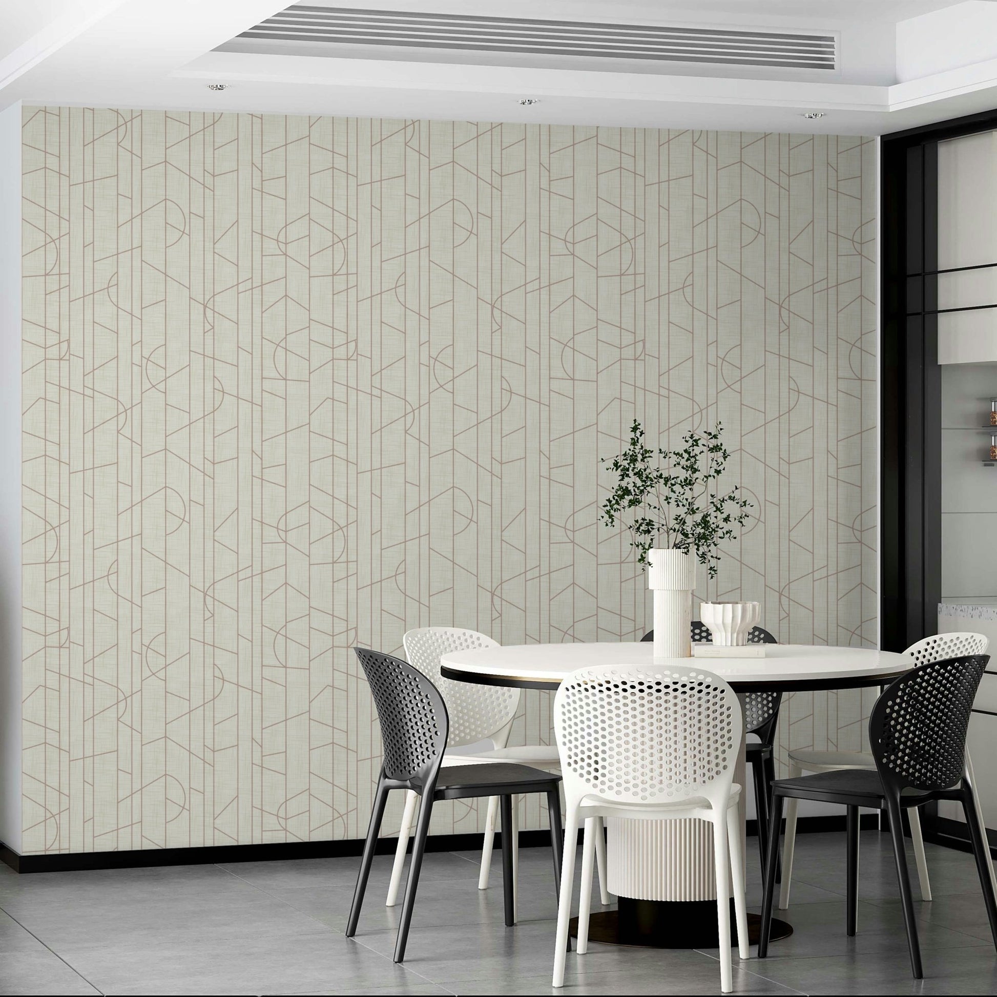 Elegant lines on rosy wallpaper in modern setting, GD1714