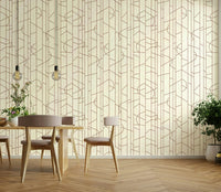 Decorative wallpaper in earthy rust with fine lines, GD1711