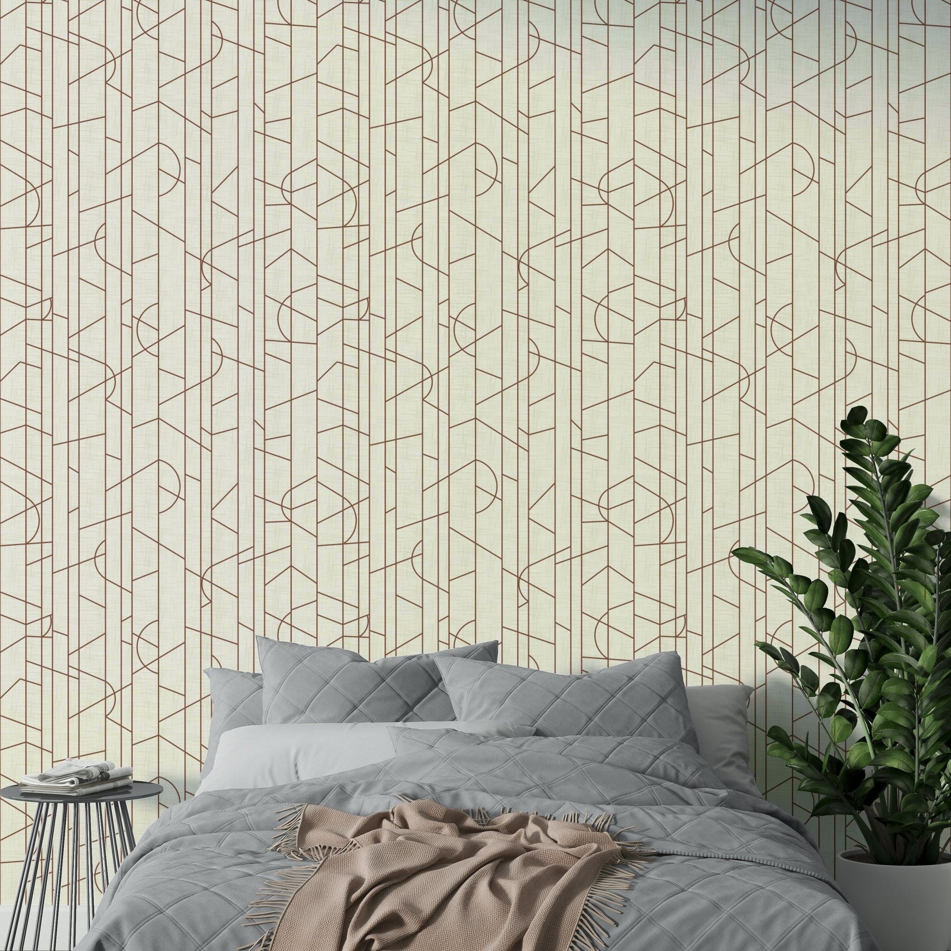 Interior wall with bold rust and linear elegance, GD1711