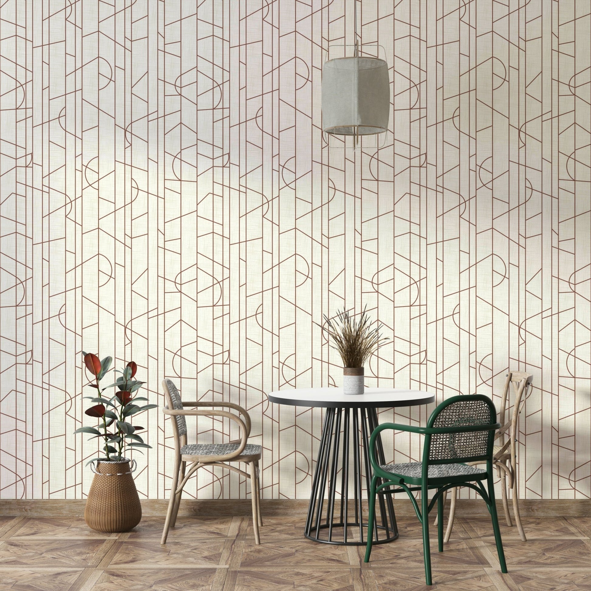 Rust color wallpaper adding warmth to modern room, GD1711