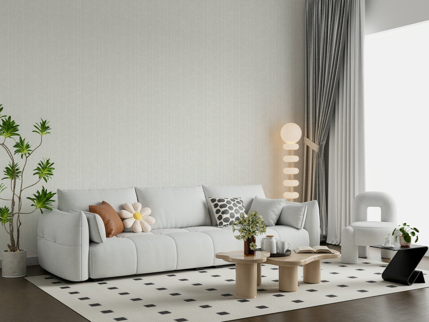 Minimal beige wallpaper with abstract line design