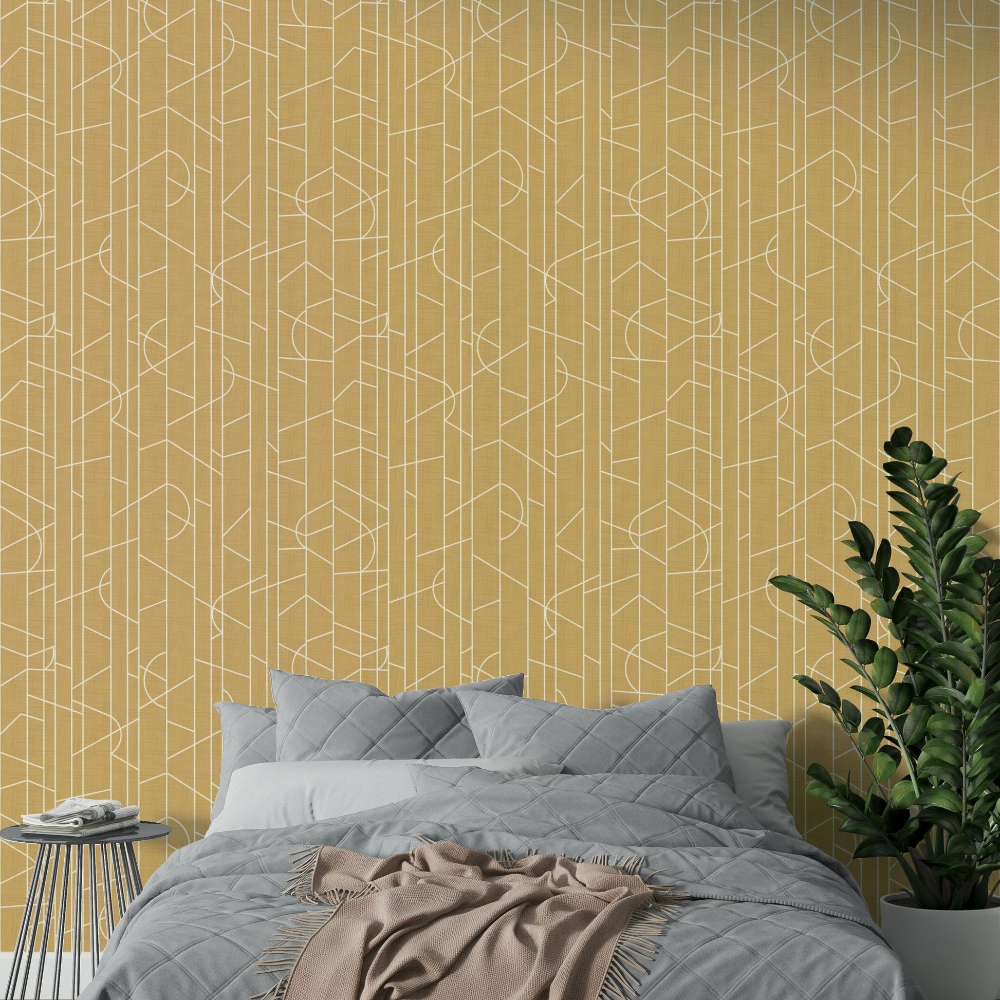 Honey wall covering with minimal linear design, GD1712