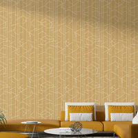 Living room with elegant honey canvas wallpaper

