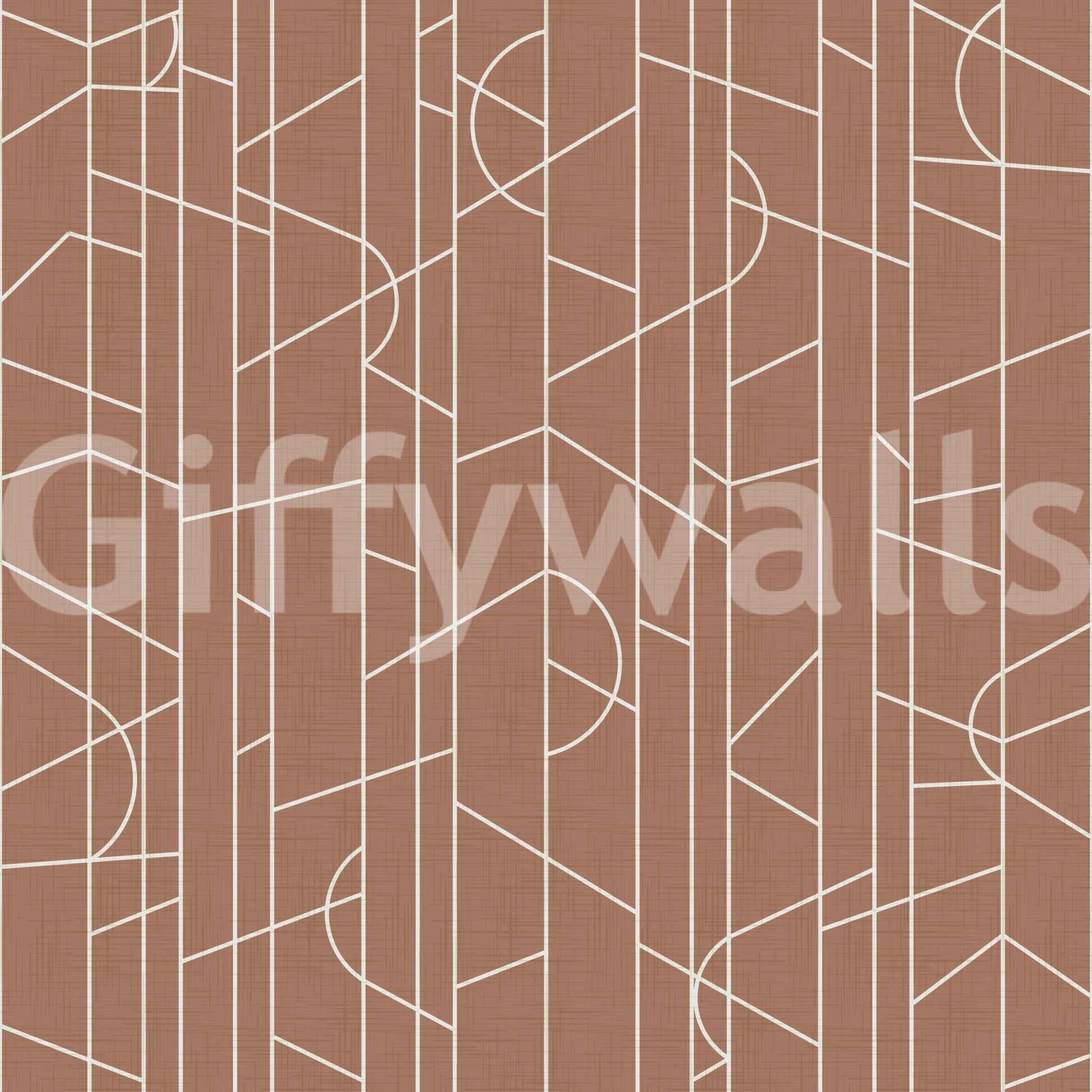 Elegant mocha wall mural featuring artistic line decor, GD1715