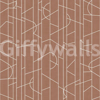 Elegant mocha wall mural featuring artistic line decor, GD1715