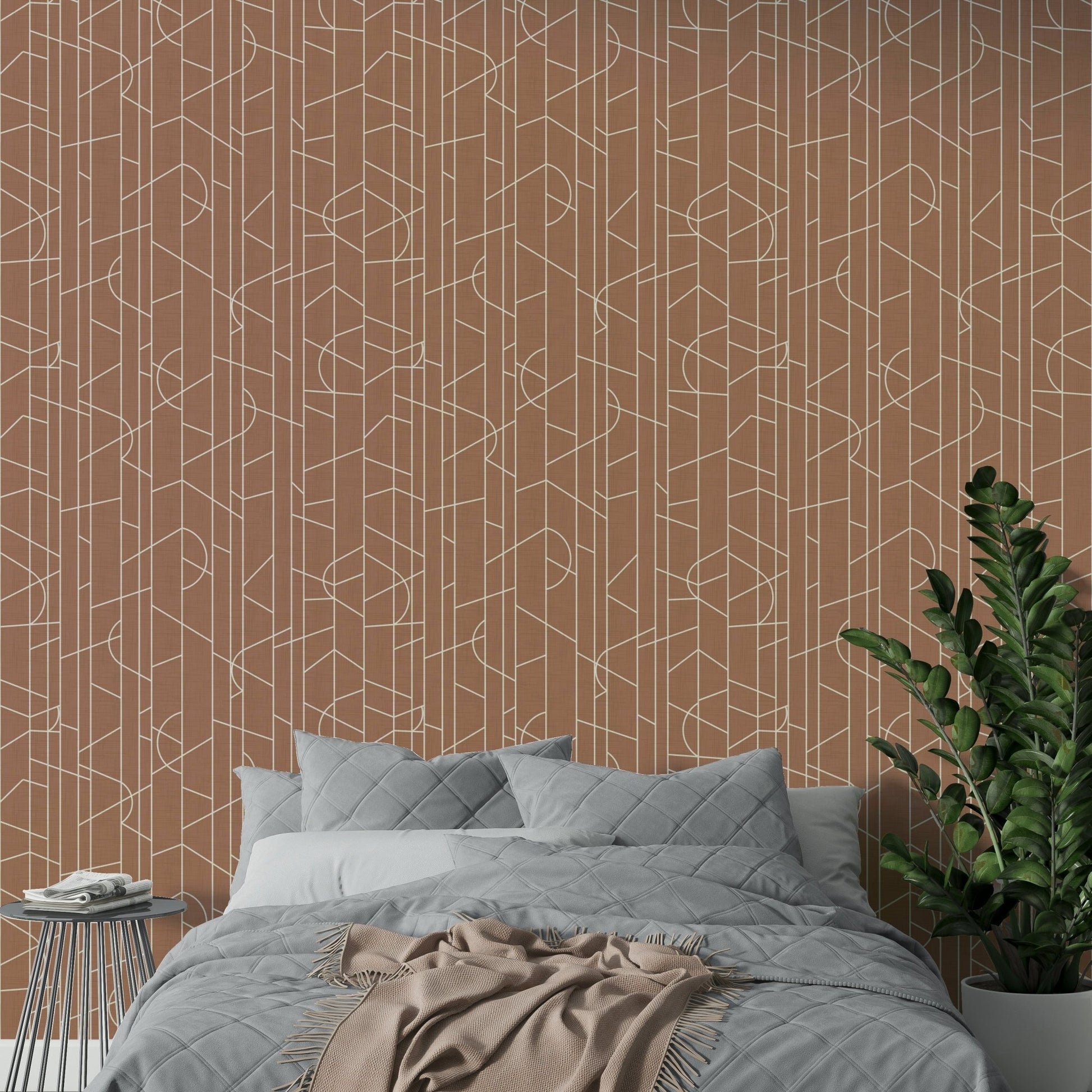 Neutral tone wallpaper with refined linear accents, GD1715