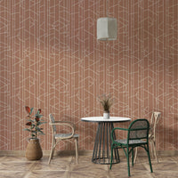 Elegant lines decor wallpaper in mocha mousse shade, GD1715