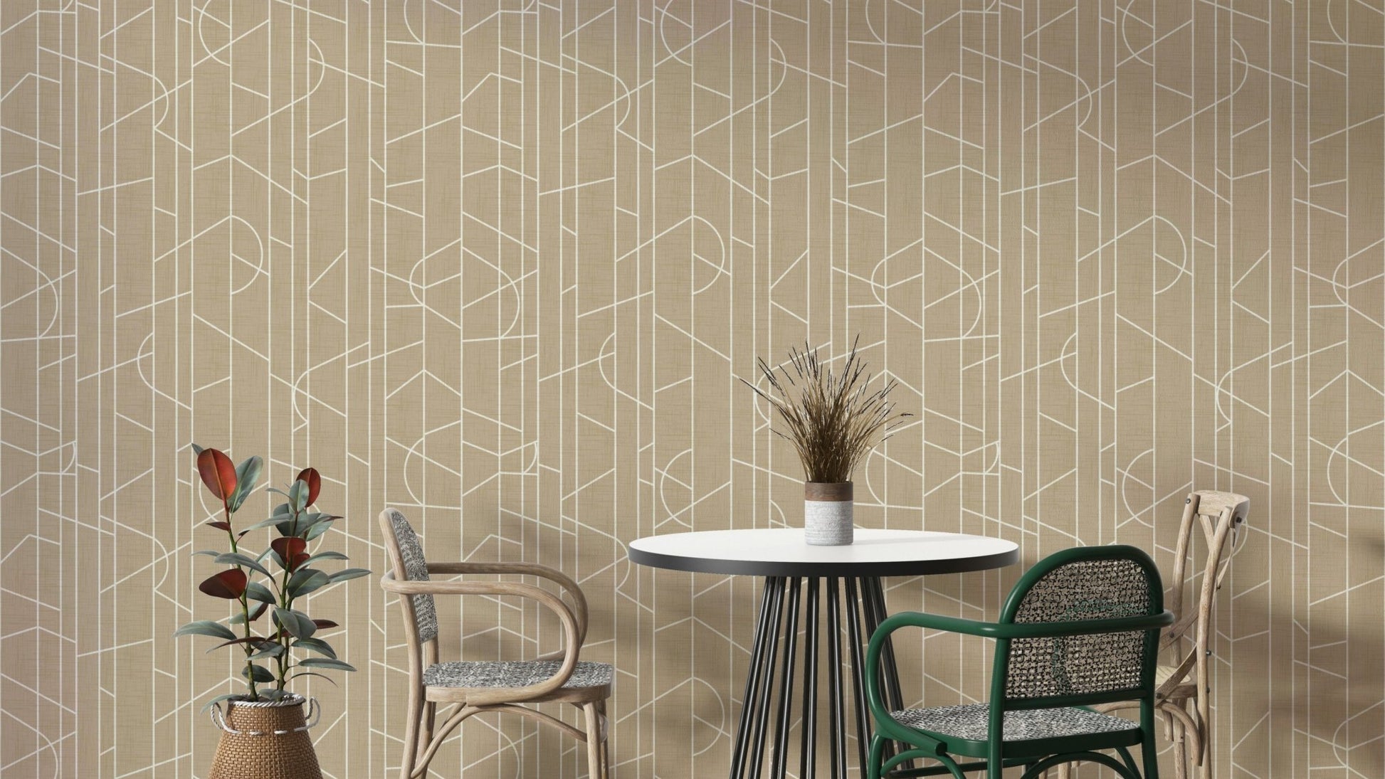 Safari-themed canvas wallpaper with elegant lines, GD1713