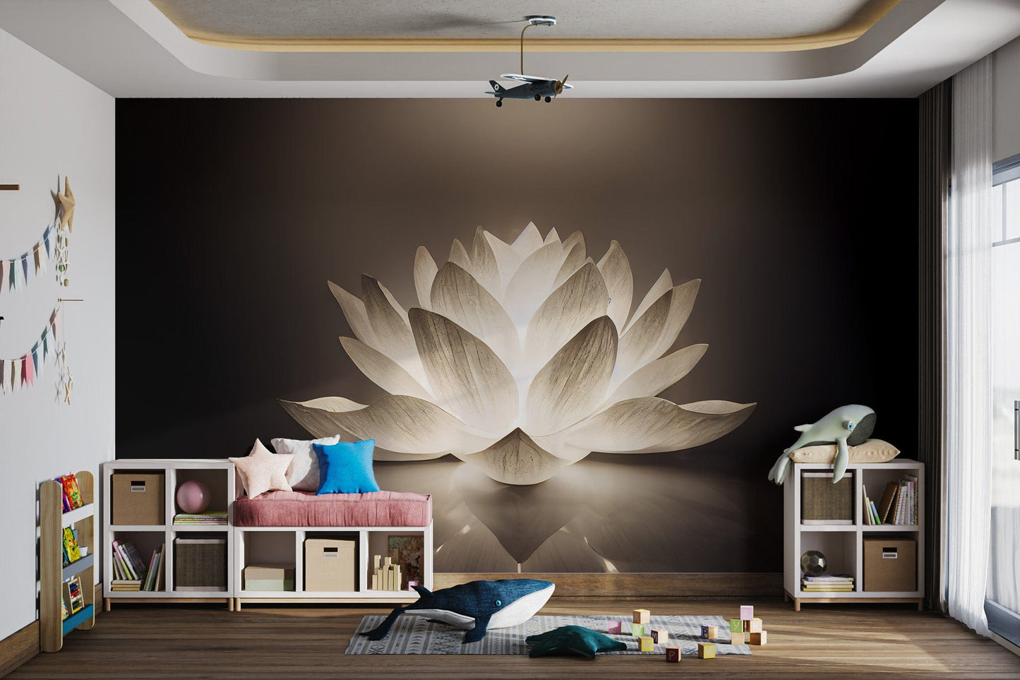 Serene lotus glow lamp wall pattern

