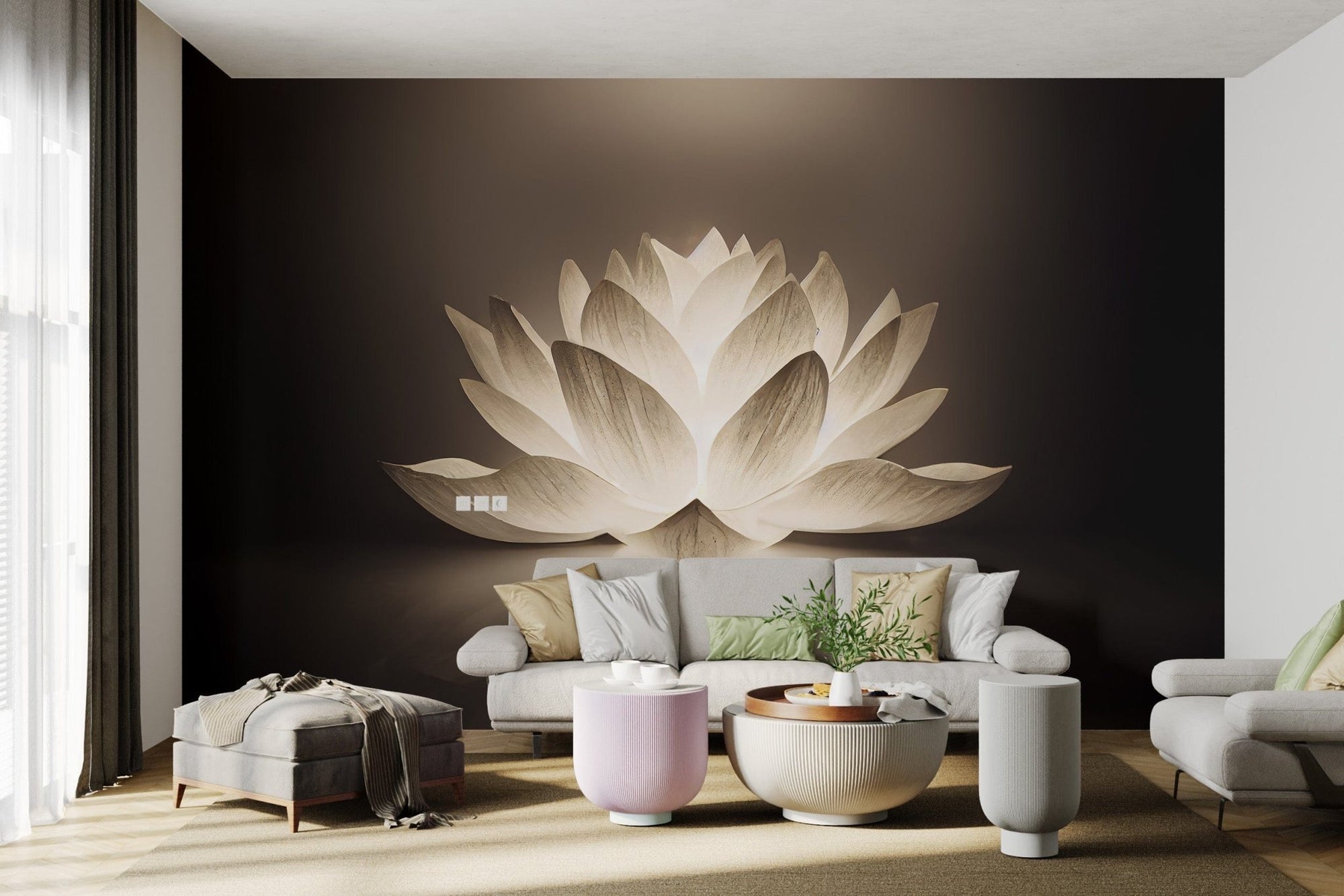 Calming lotus flower glow wall design B920