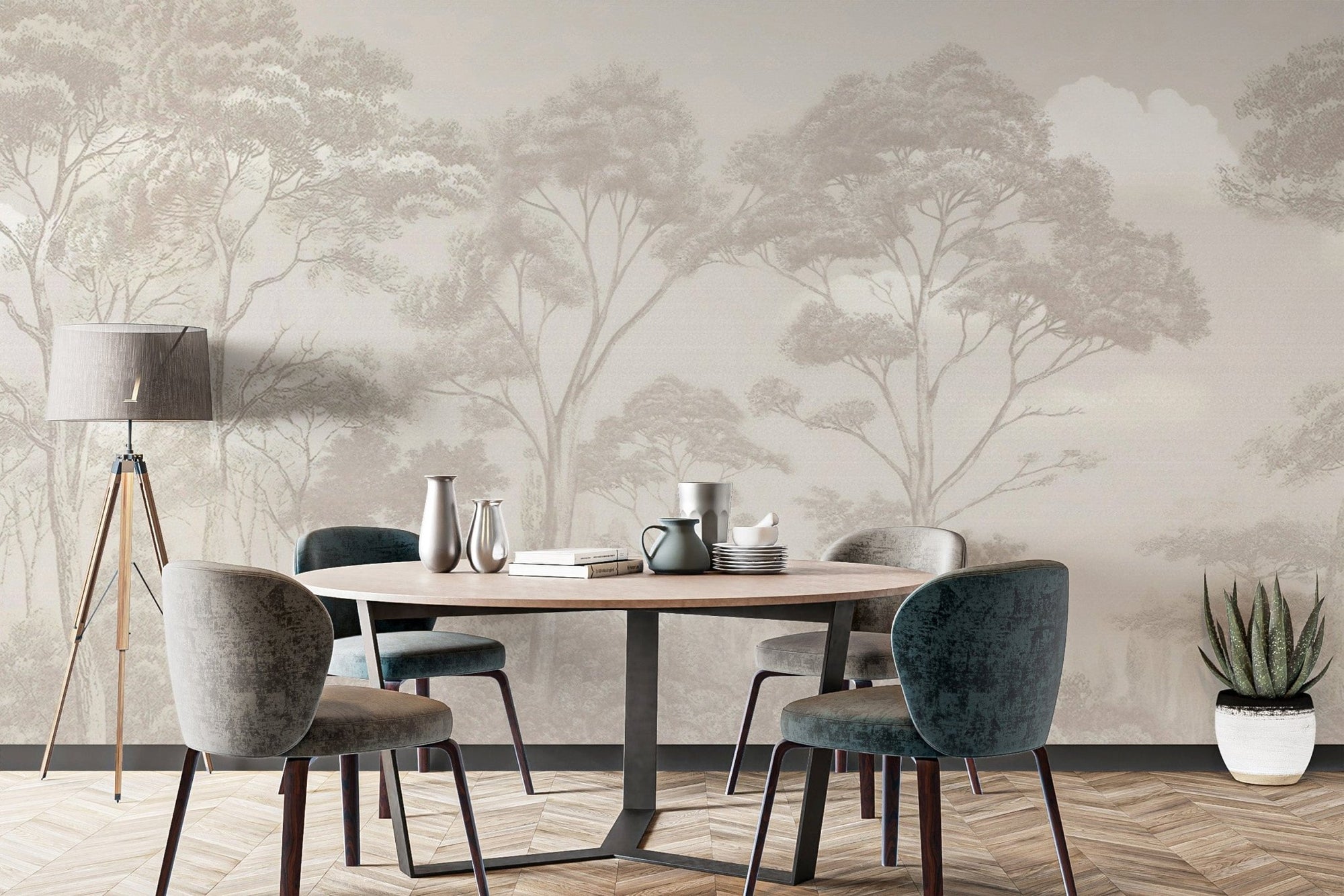 Elegant monochrome forest wallpaper
 D287