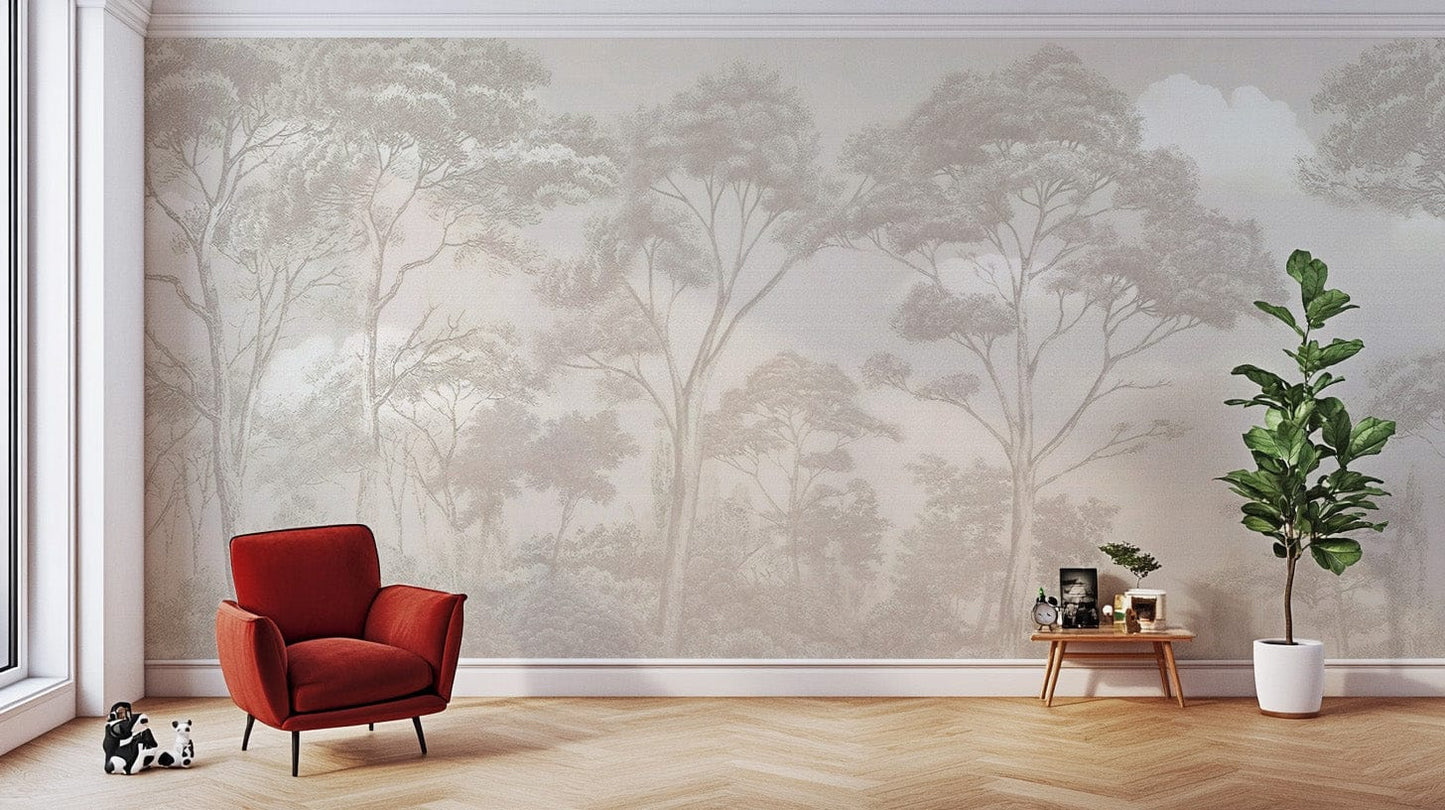 Timeless grayscale forest wall décor
