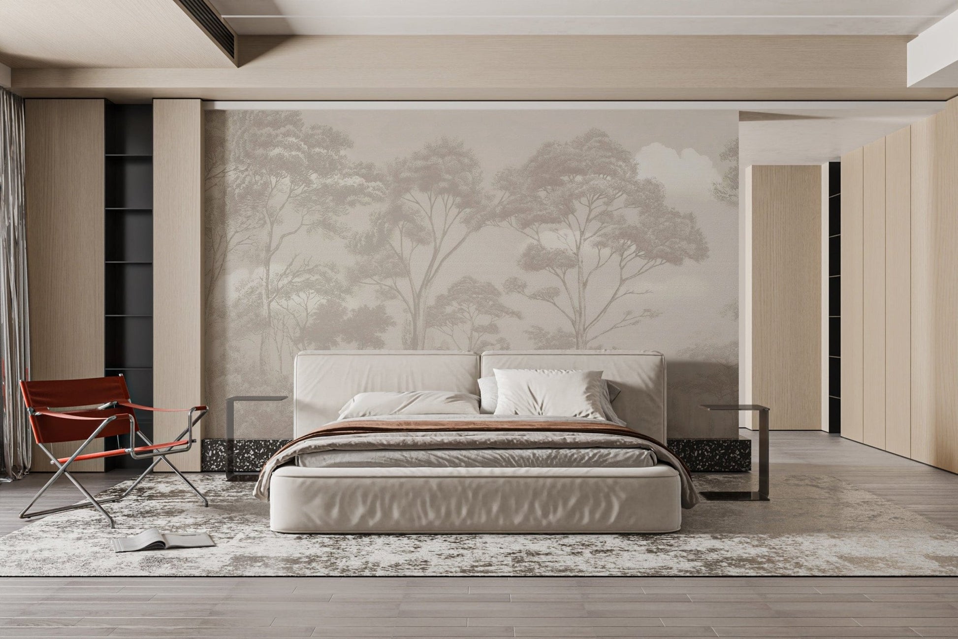 Elegant woodland landscape wall mural
