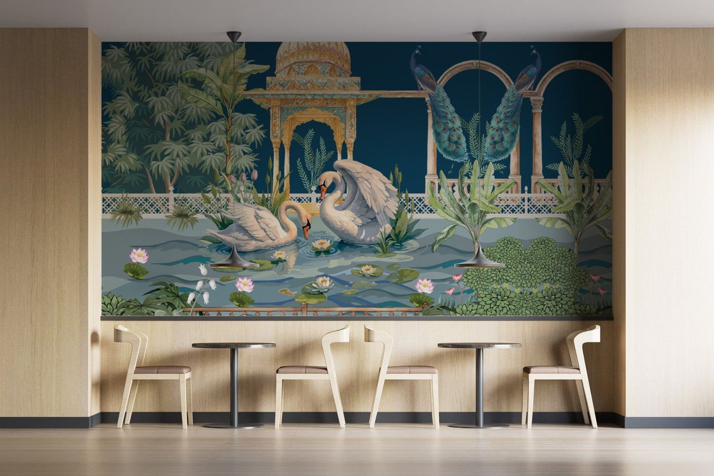 Ornate Mughal Pavilion Scenic Wallpaper
